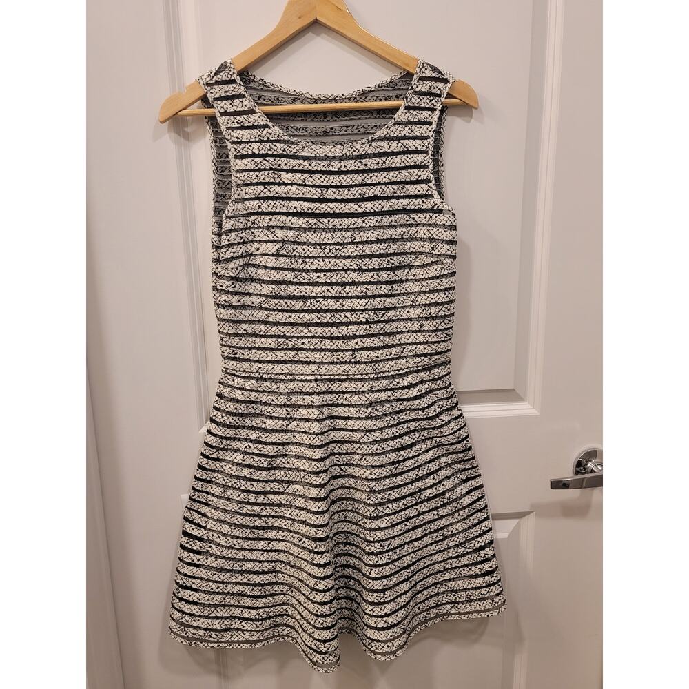 Parker Black & White Mesh Panel Fit & Flare Dress - Picture 6 of 7